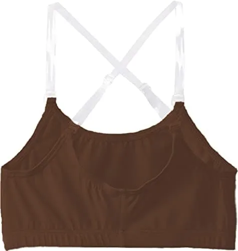 Clementine Apparel - Girls Clear Detachable Straps Dance Bra Unpadded & Seamless Elastic Shoulder Straps