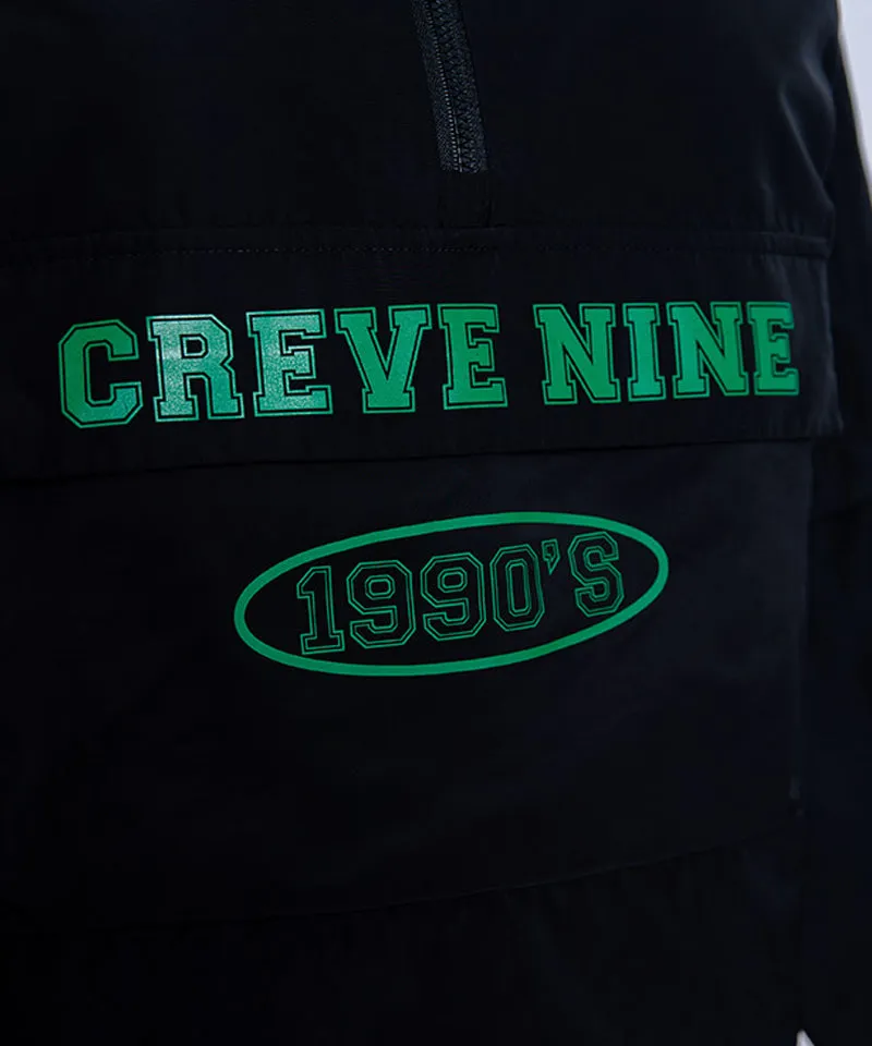 CREVE NINE: Loose Fit Cropped Pocket Anorak - Black
