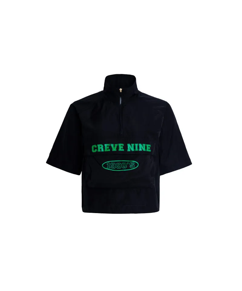 CREVE NINE: Loose Fit Cropped Pocket Anorak - Black