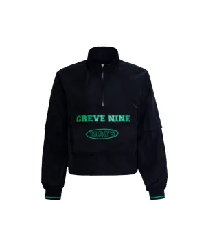 CREVE NINE: Loose Fit Cropped Pocket Anorak - Black