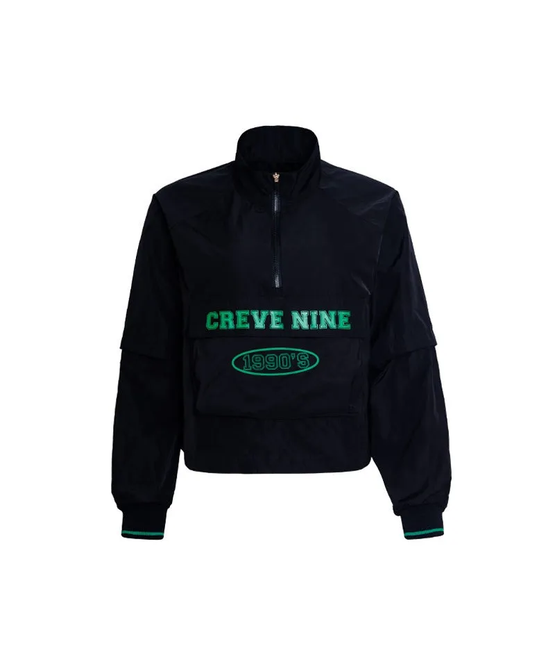 CREVE NINE: Loose Fit Cropped Pocket Anorak - Black