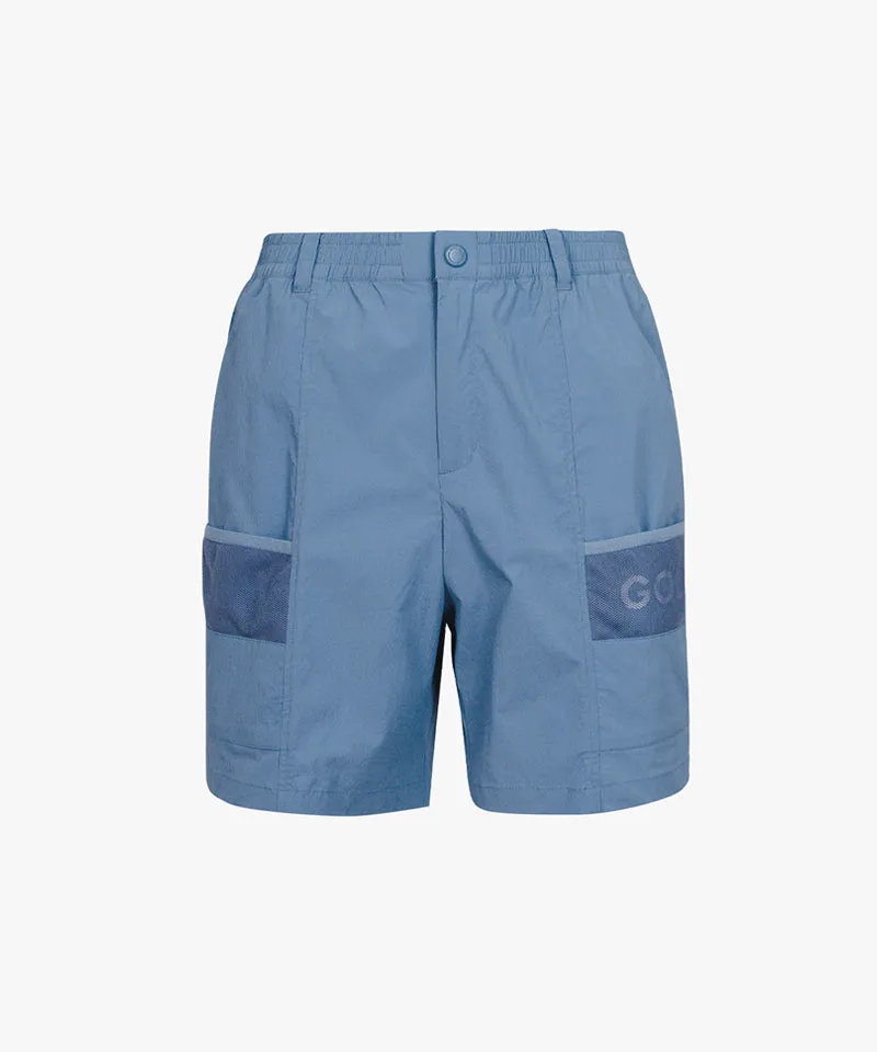 CREVE NINE: Mesh Mix Banding Pants - Blue