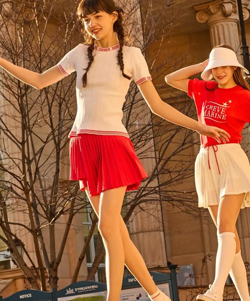 CREVE NINE: Two-Tone Ribbed Swing Pleats - Red