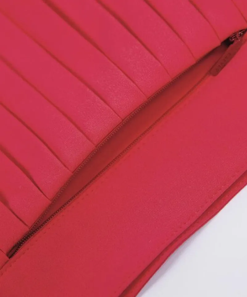 CREVE NINE: Two-Tone Ribbed Swing Pleats - Red