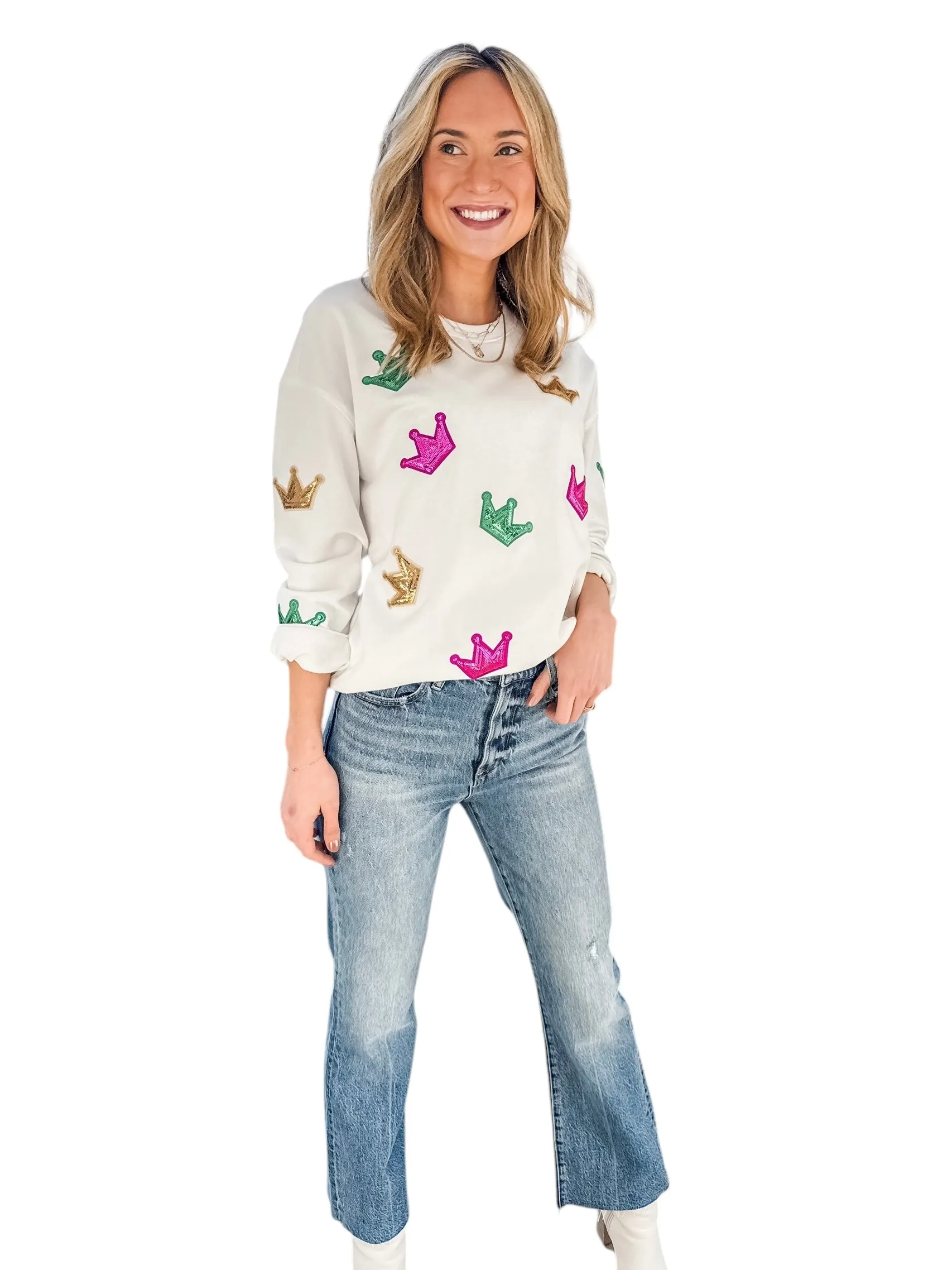 Crown of Crowns Mardi Gras Sequin Sweatshirt