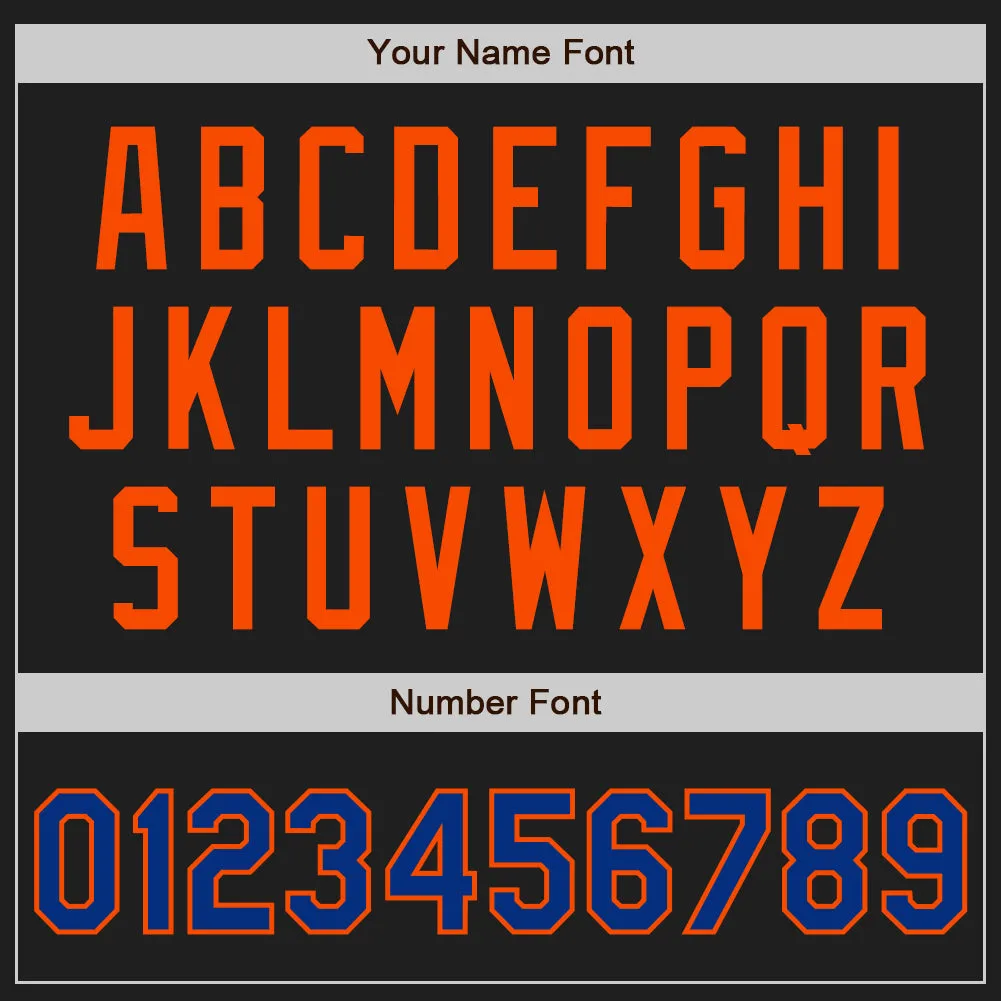Custom Black Royal-Orange Authentic Two Tone Baseball Jersey