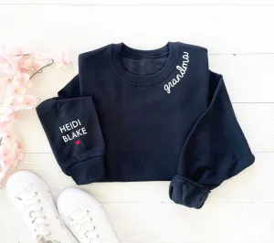 Custom Embossed Grandma Sweatshirt With Names