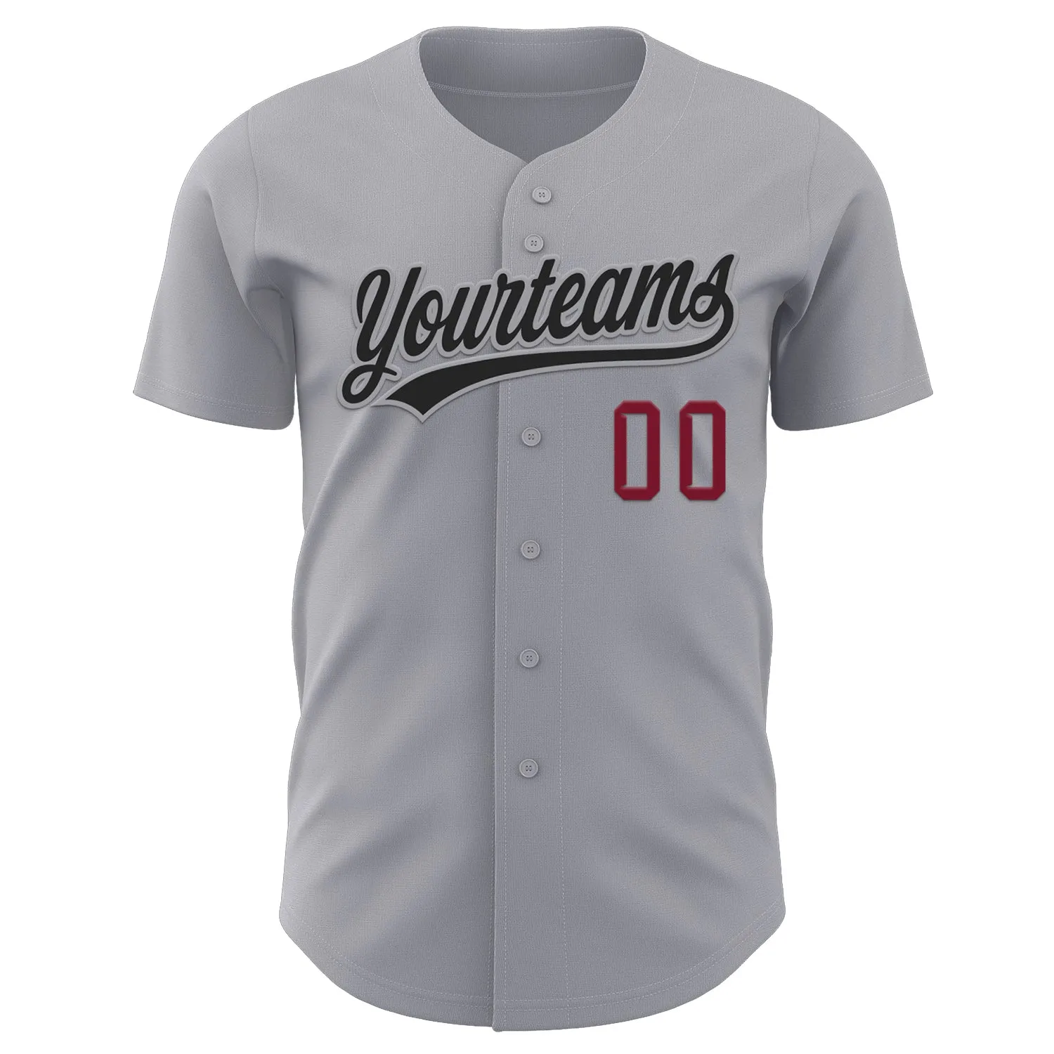 Custom Gray Black-Crimson Authentic Baseball Jersey