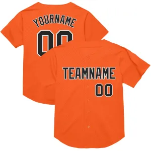 Custom Orange Black-White Mesh Authentic Throwback Baseball Jersey