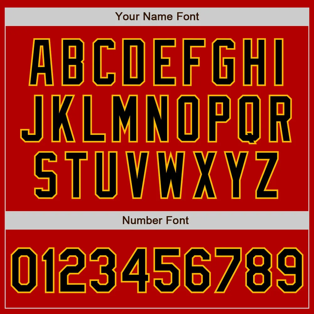 Custom Red Black-Gold Authentic Baseball Jersey