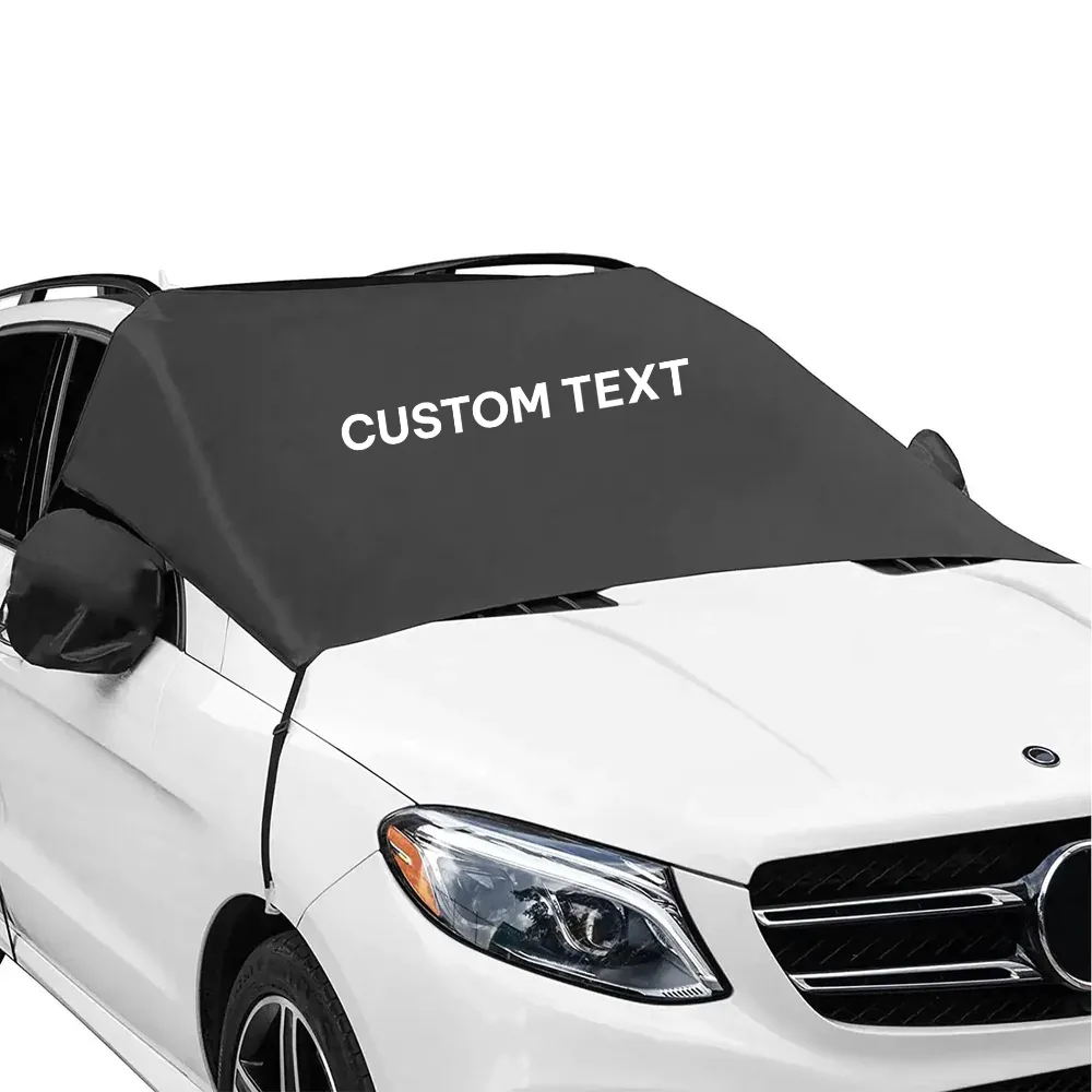 Custom Text For Car Windshield Snow Cover, Compatible with All Cars, Large Windshield Cover for Ice and Snow Frost with Removable Mirror Cover Protector, Wiper Front Window Protects Windproof UV Sunshade Cover MT15983