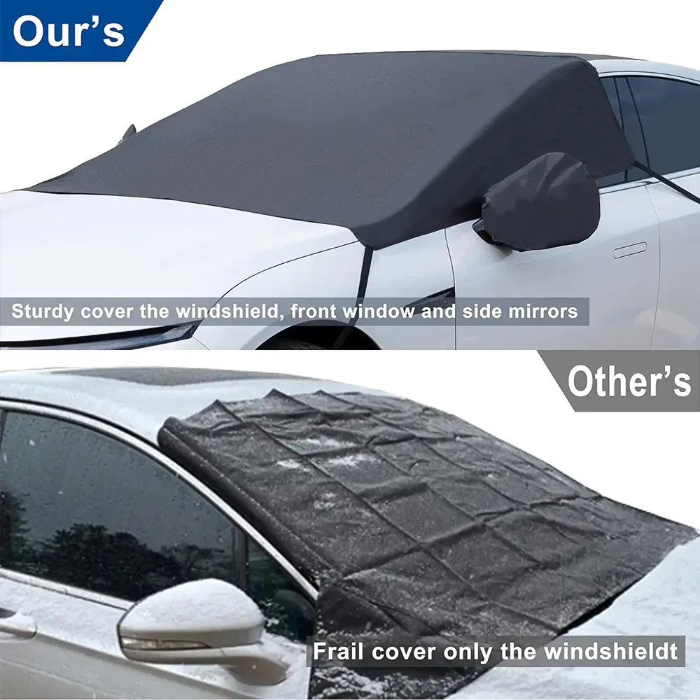 Custom Text For Car Windshield Snow Cover, Compatible with All Cars, Large Windshield Cover for Ice and Snow Frost with Removable Mirror Cover Protector, Wiper Front Window Protects Windproof UV Sunshade Cover MT15983