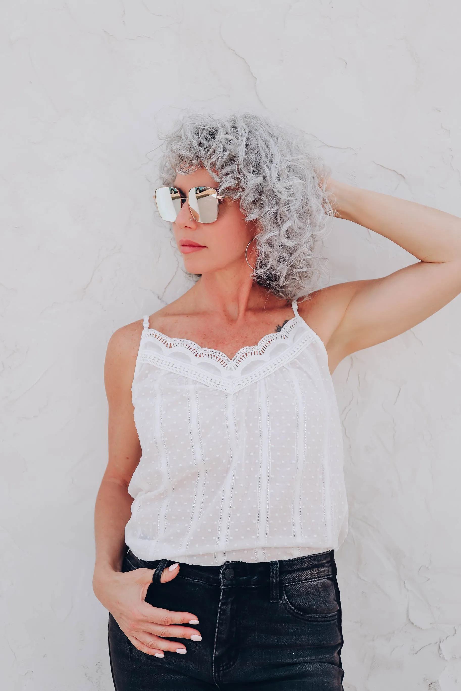 Dayna Cotton Lace Trim Top - White