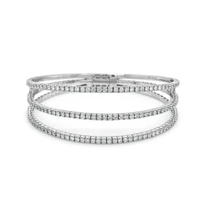 Diamond Triple-Row Flexible Bangle in 14K White Gold