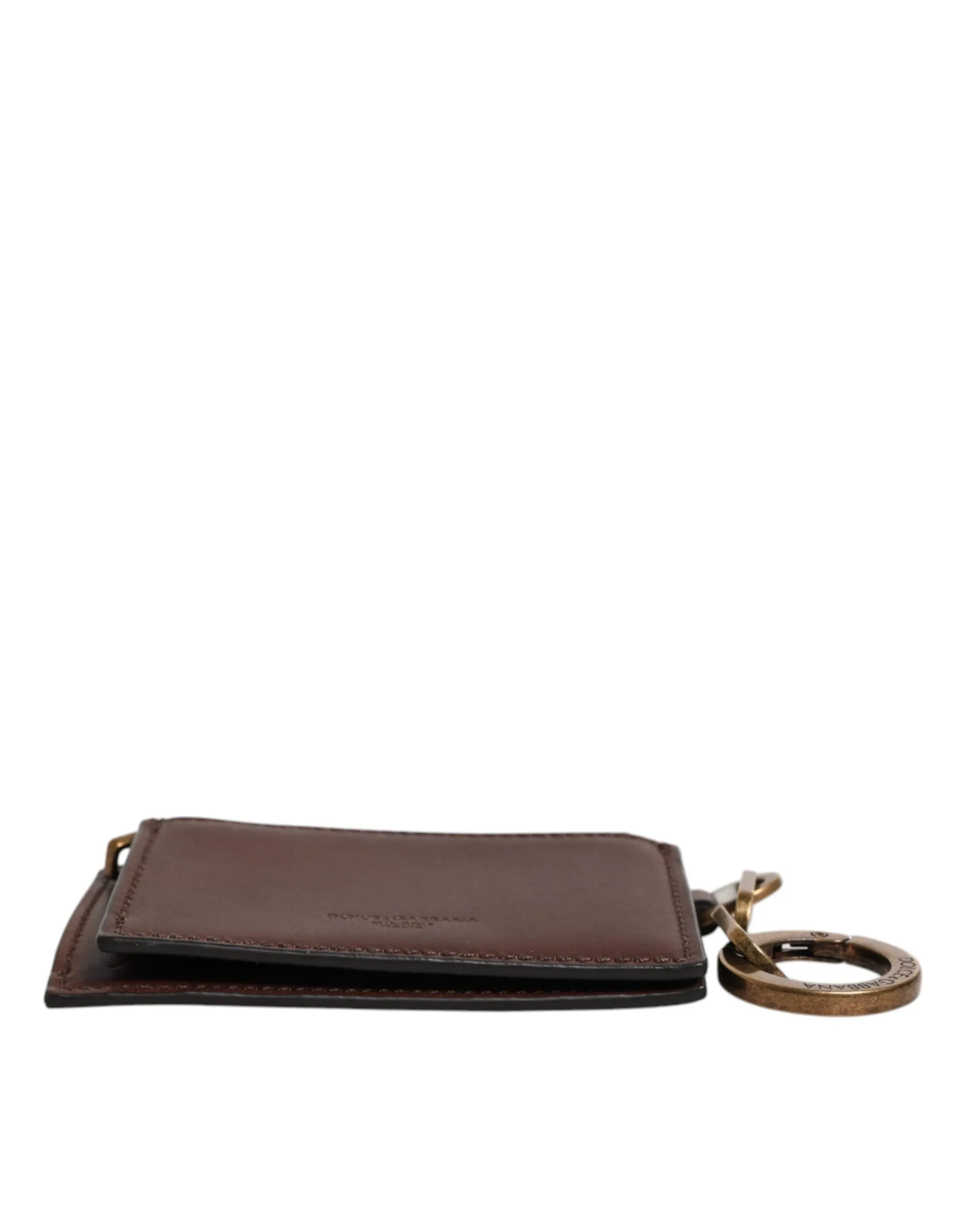 Dolce&Gabbana Women Brown Card Holder 100% Leather Logo Casual Coin Purse Wallet