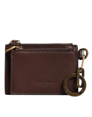 Dolce&Gabbana Women Brown Card Holder 100% Leather Logo Casual Coin Purse Wallet
