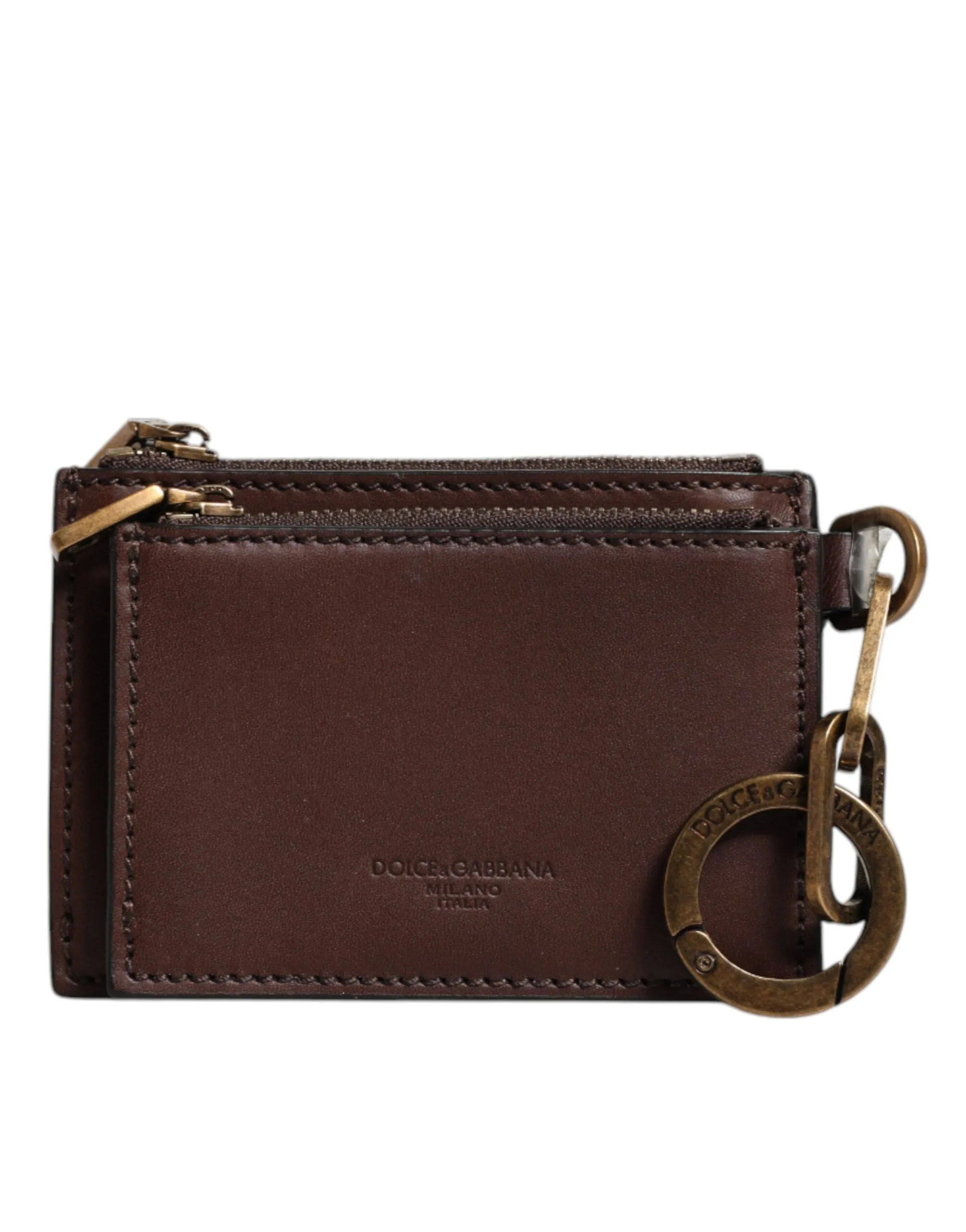 Dolce&Gabbana Women Brown Card Holder 100% Leather Logo Casual Coin Purse Wallet