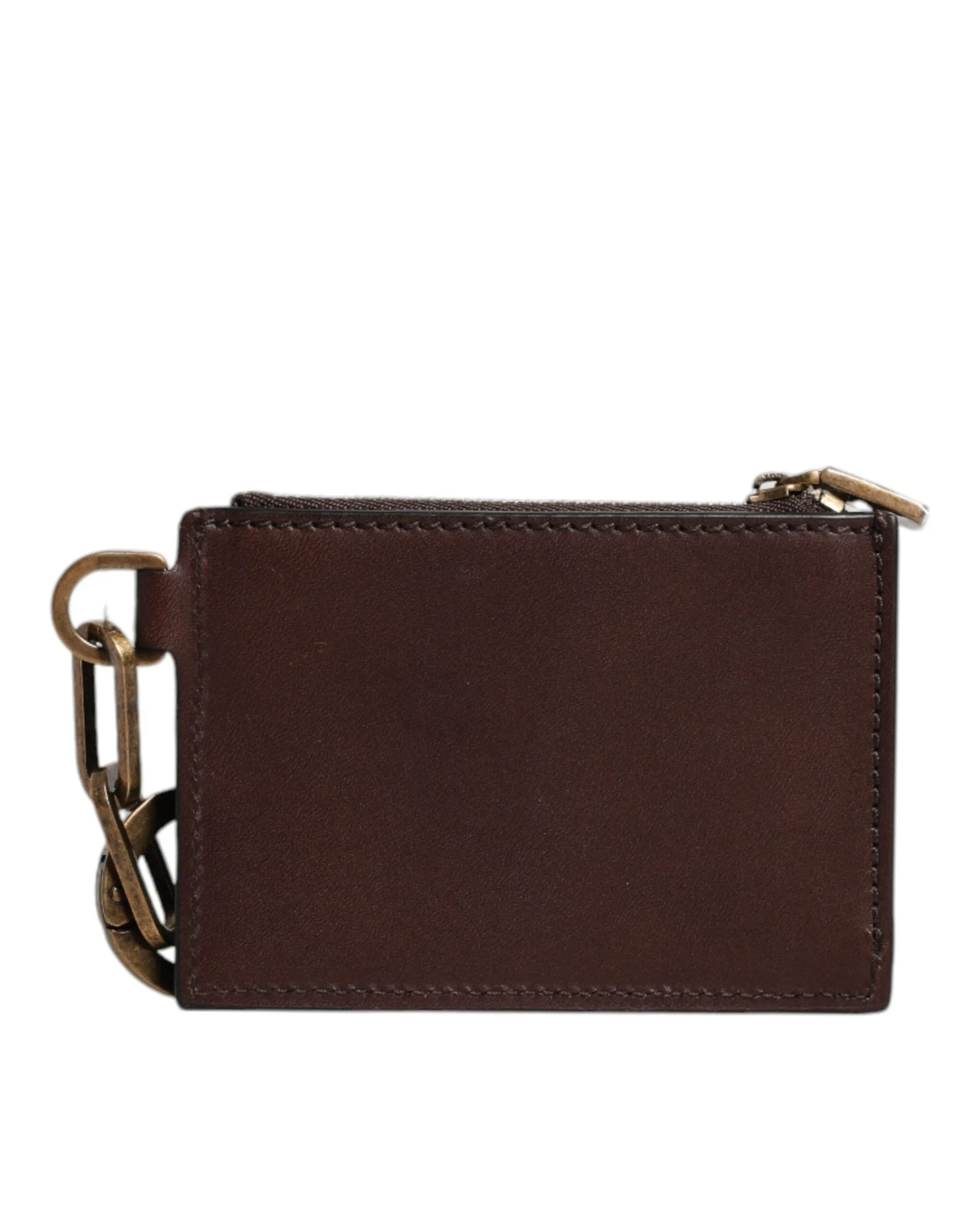 Dolce&Gabbana Women Brown Card Holder 100% Leather Logo Casual Coin Purse Wallet