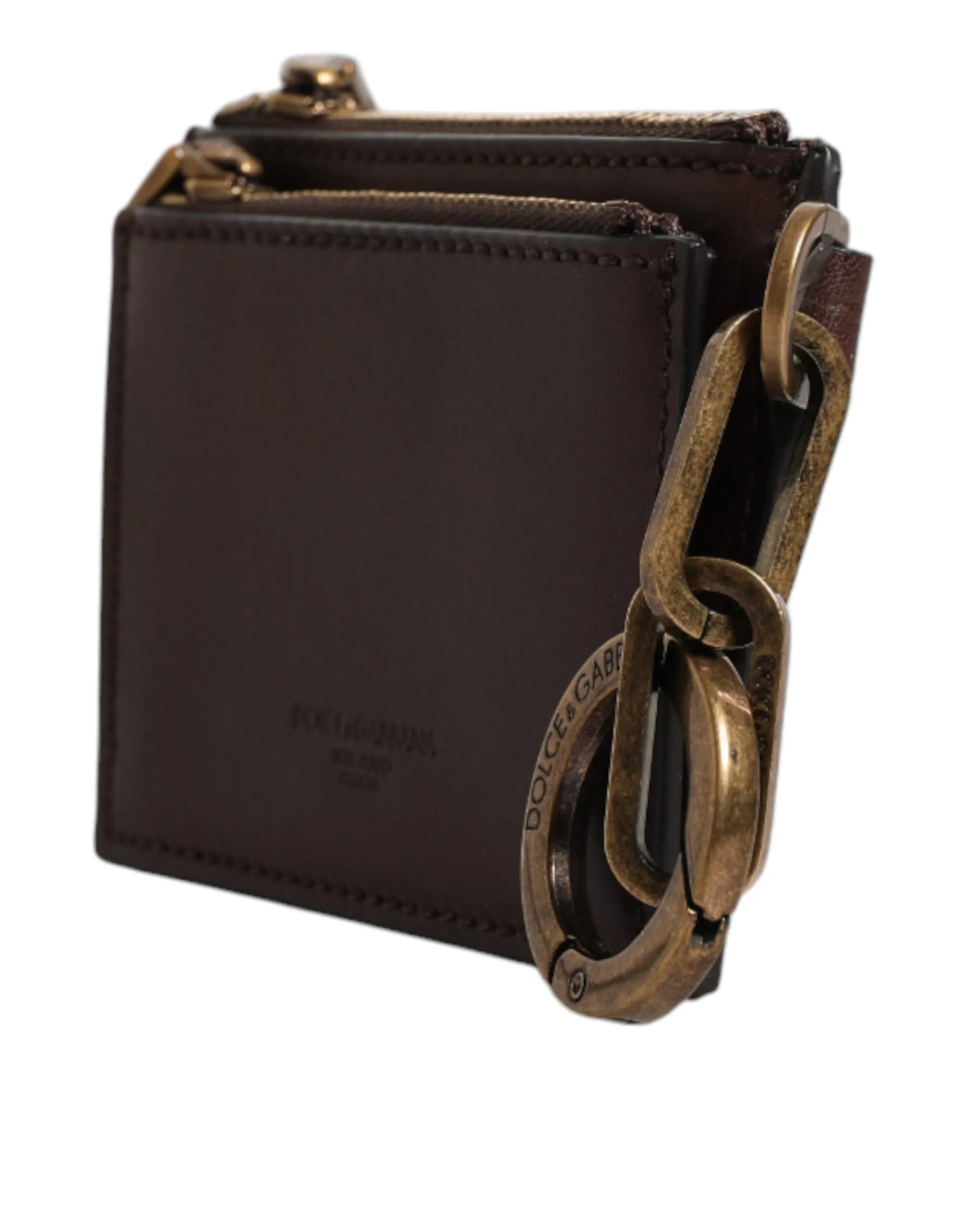 Dolce&Gabbana Women Brown Card Holder 100% Leather Logo Casual Coin Purse Wallet