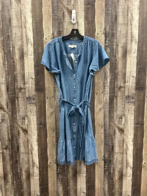Dress Casual Midi By Loft In Blue Denim, Size: L