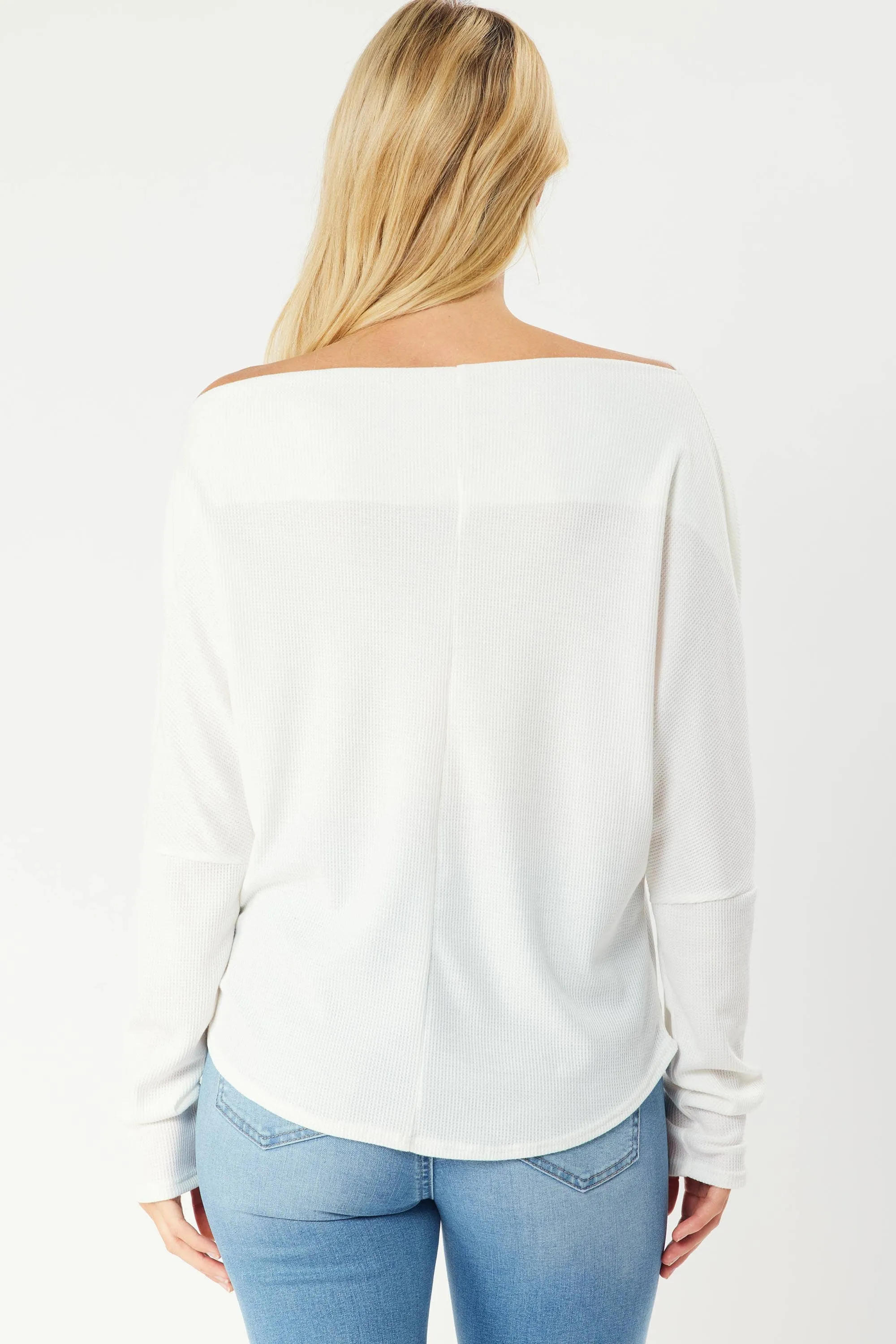 Dropped Shoulder Thermal Top | Ivory