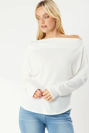 Dropped Shoulder Thermal Top | Ivory