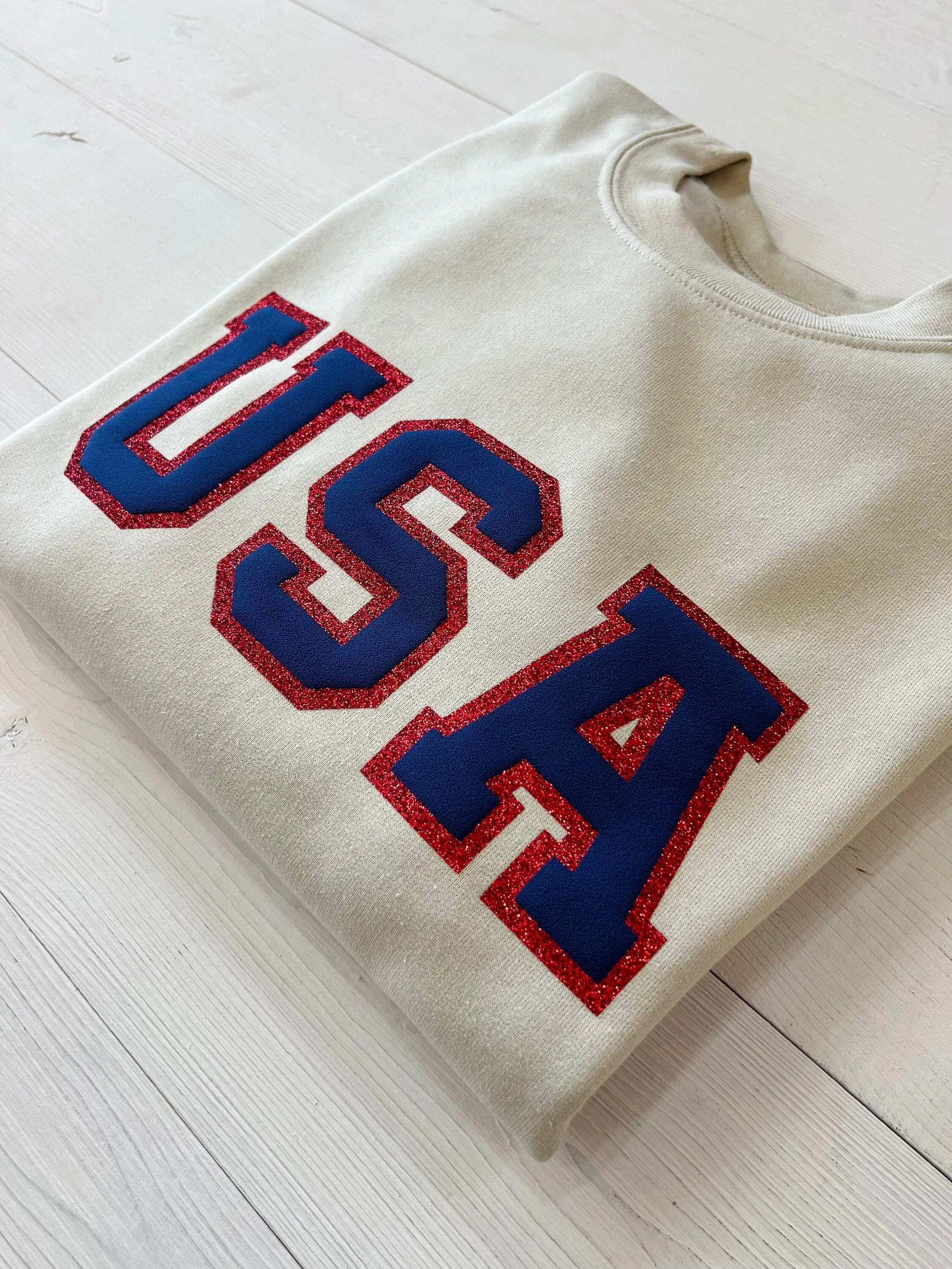 Embossed Glitter 4th of July USA Sweatshirts