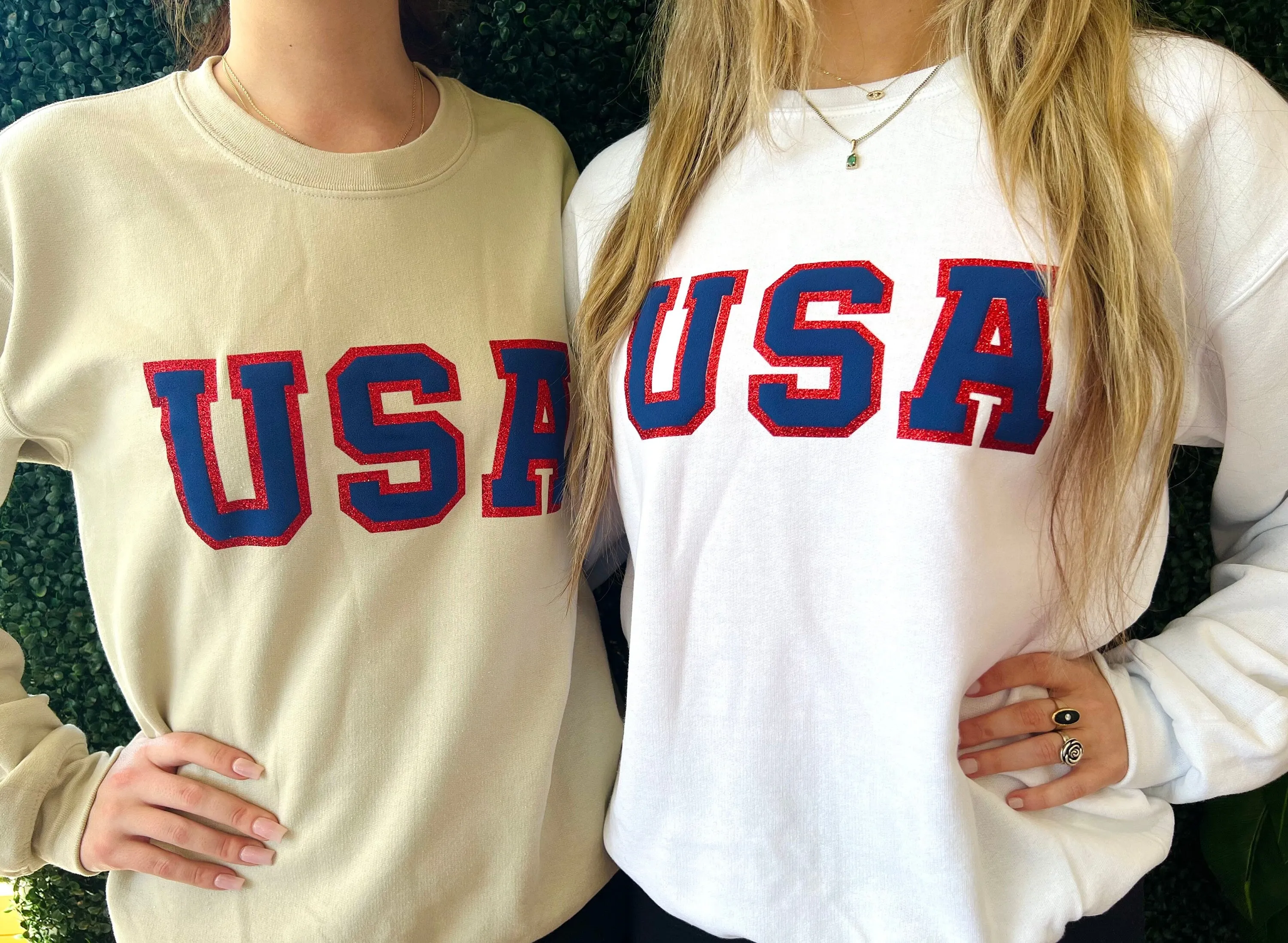 Embossed Glitter 4th of July USA Sweatshirts