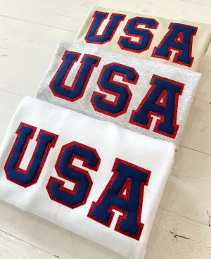 Embossed Glitter 4th of July USA Sweatshirts