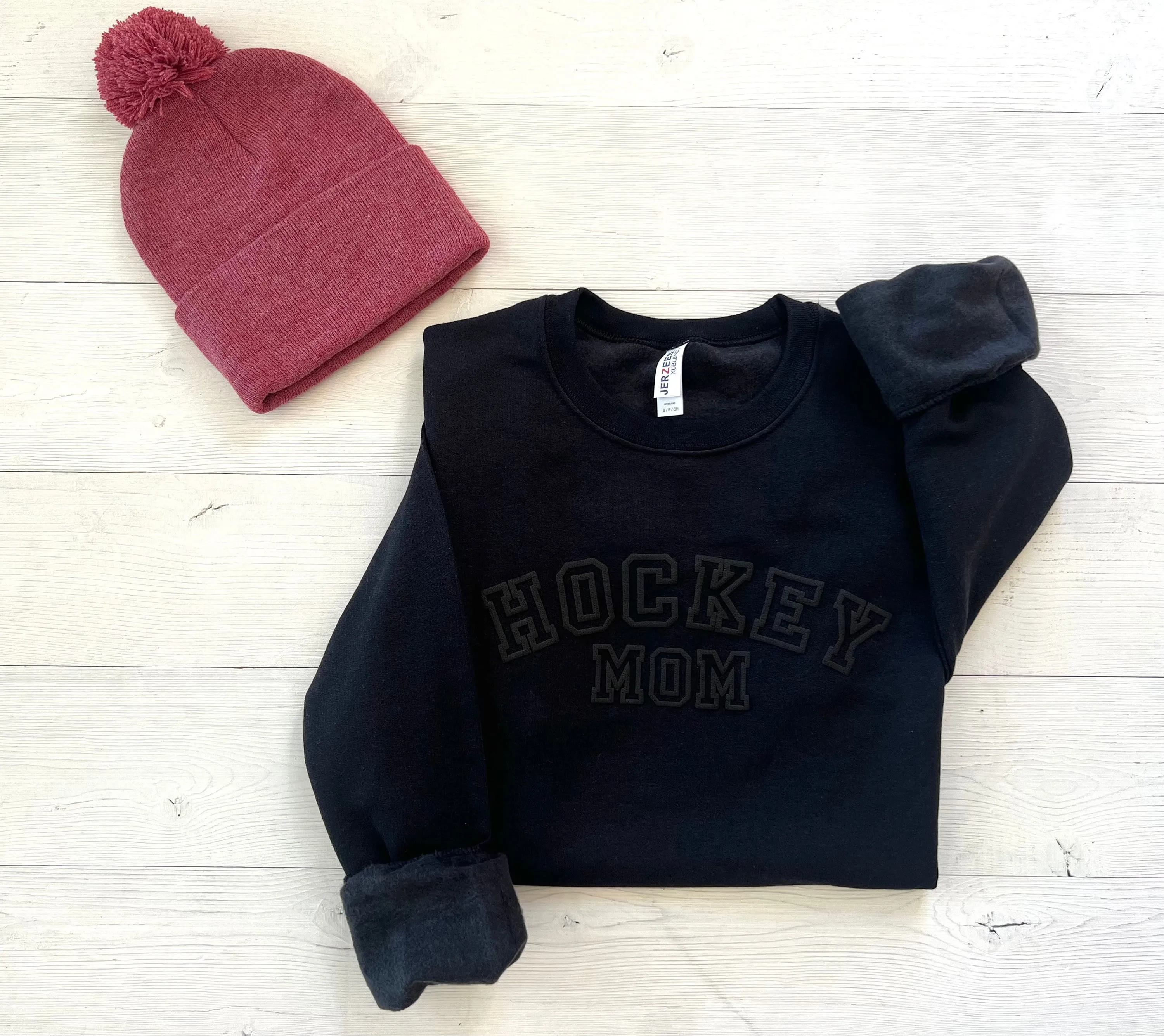 Embossed Hockey Mom Sweatshirt