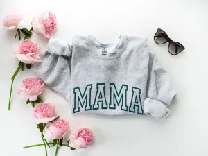Embossed Mama Varsity Letters Sweatshirt