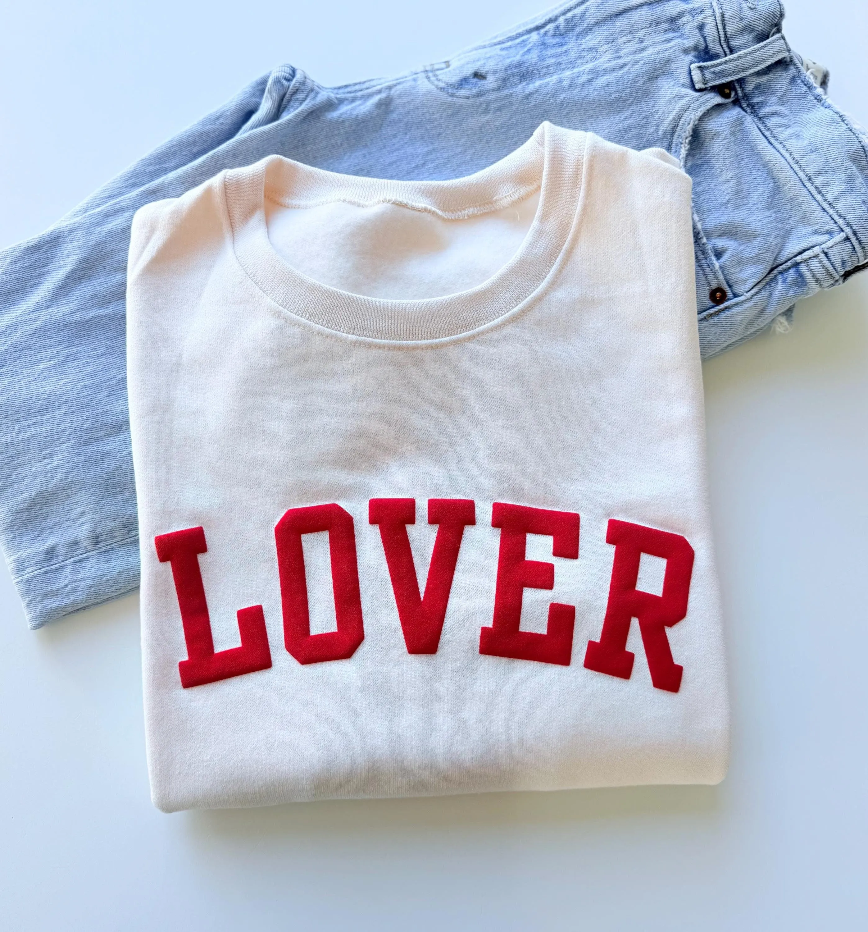 Embossed Puff Lover Varsity Sweatshirt