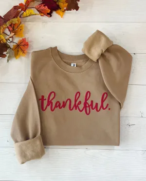 Embossed Thankful Oversized Sweatshirt