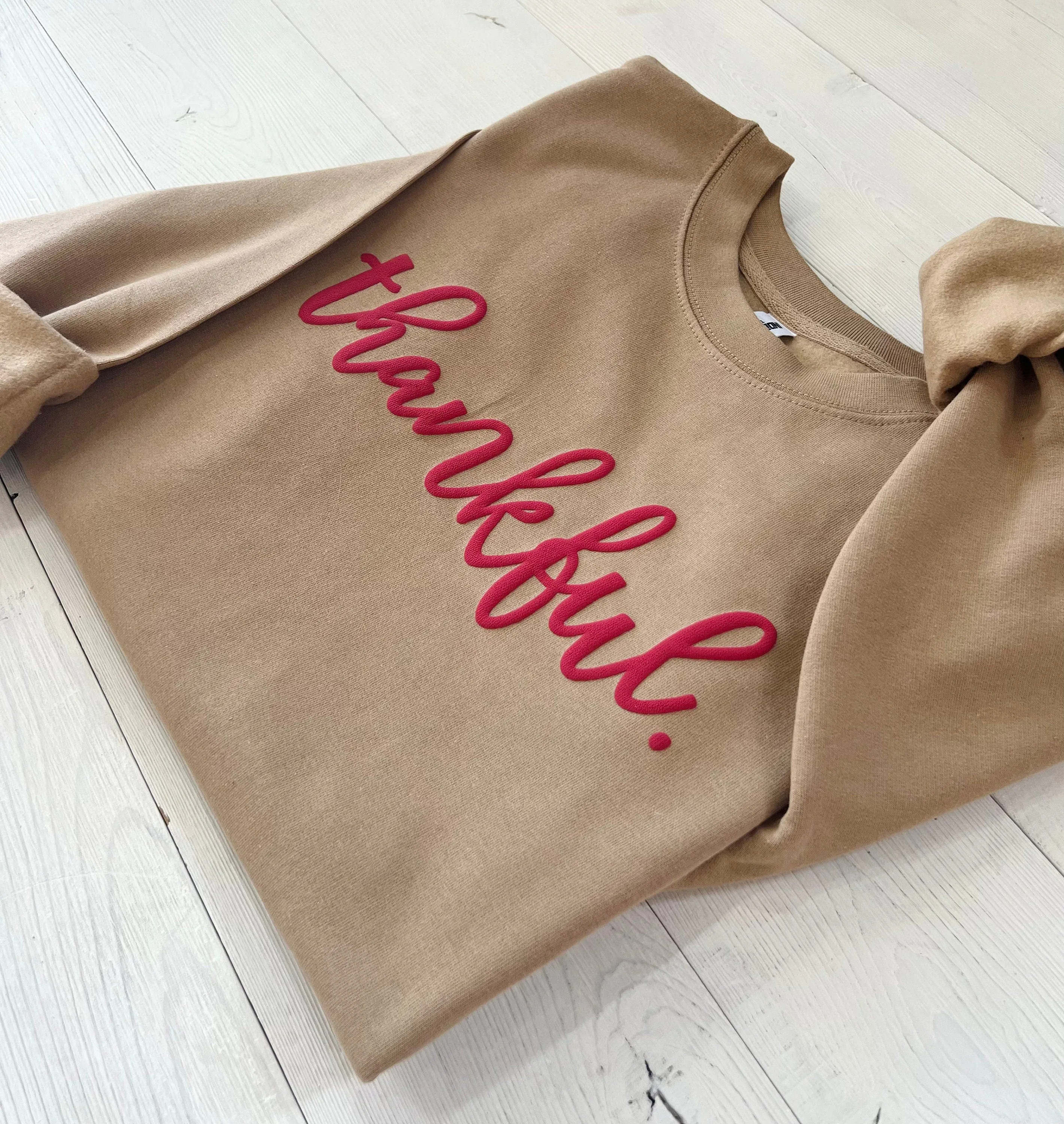 Embossed Thankful Oversized Sweatshirt