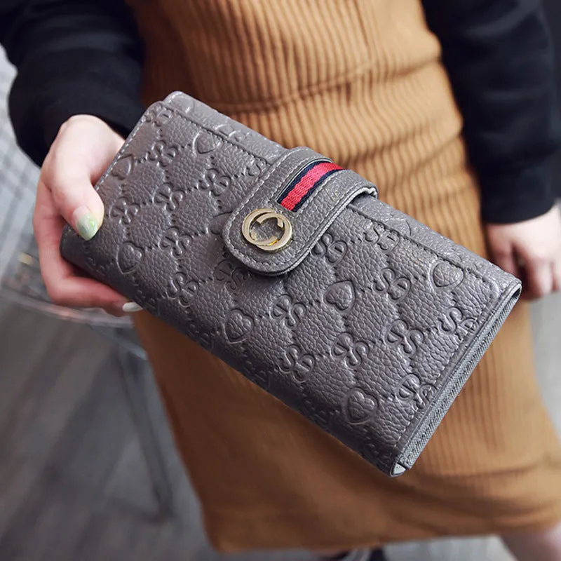 Female Bag Long Section Large Capacity Mobile Phone Bag Multi-card Position Bills Embossed Ladies Wallet
