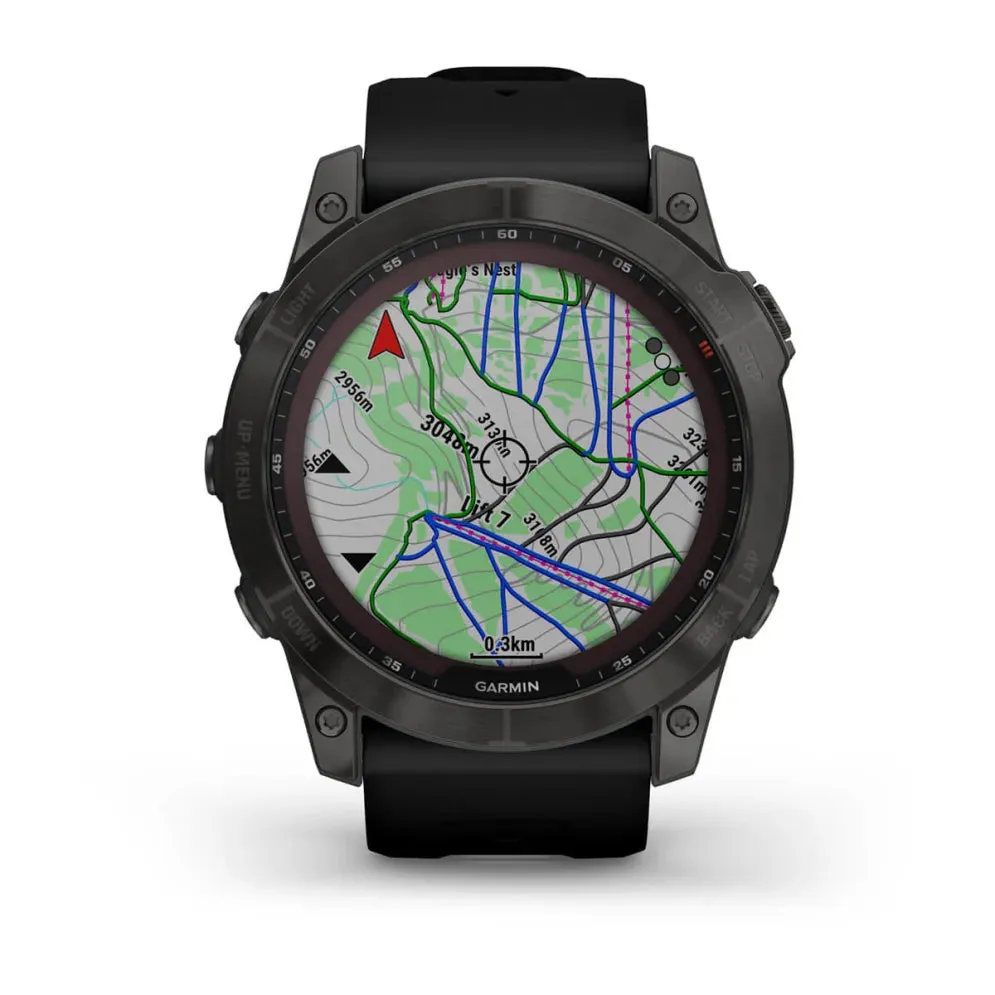 Fenix 7X Sapphire Solar - Carbon Gray DLC Titanium with Black Band