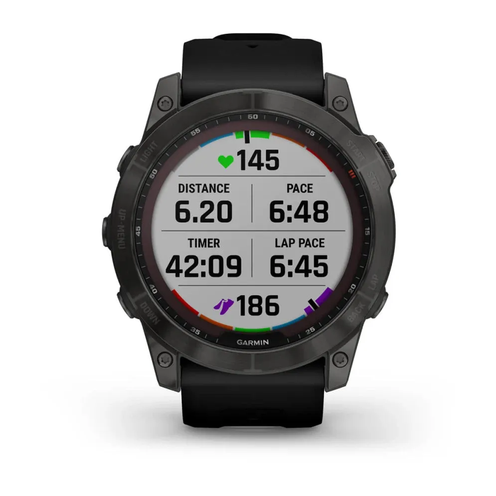 Fenix 7X Sapphire Solar - Carbon Gray DLC Titanium with Black Band