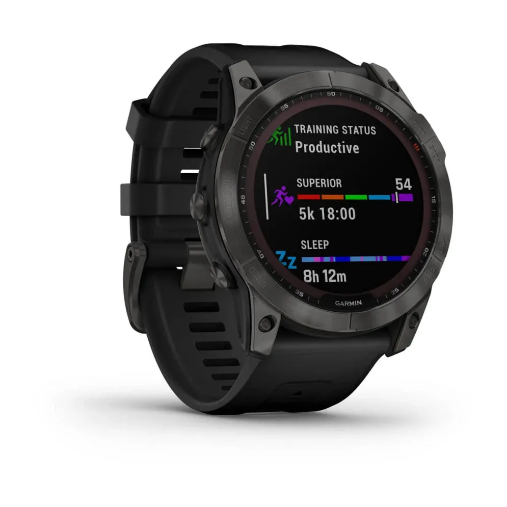 Fenix 7X Sapphire Solar - Carbon Gray DLC Titanium with Black Band
