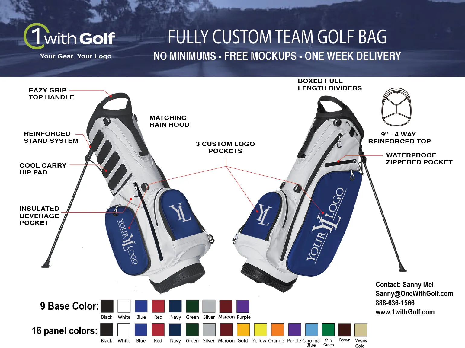 Fully Custom Golf Bag Black