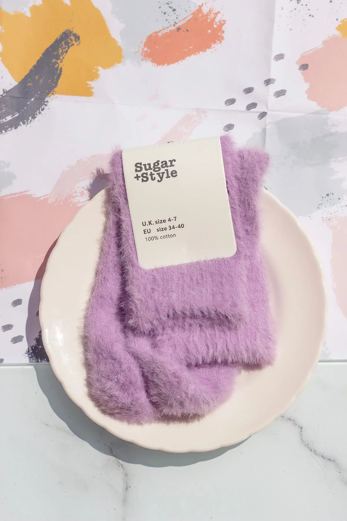 Fuzzy Feel Aubergine Fruit Socks
