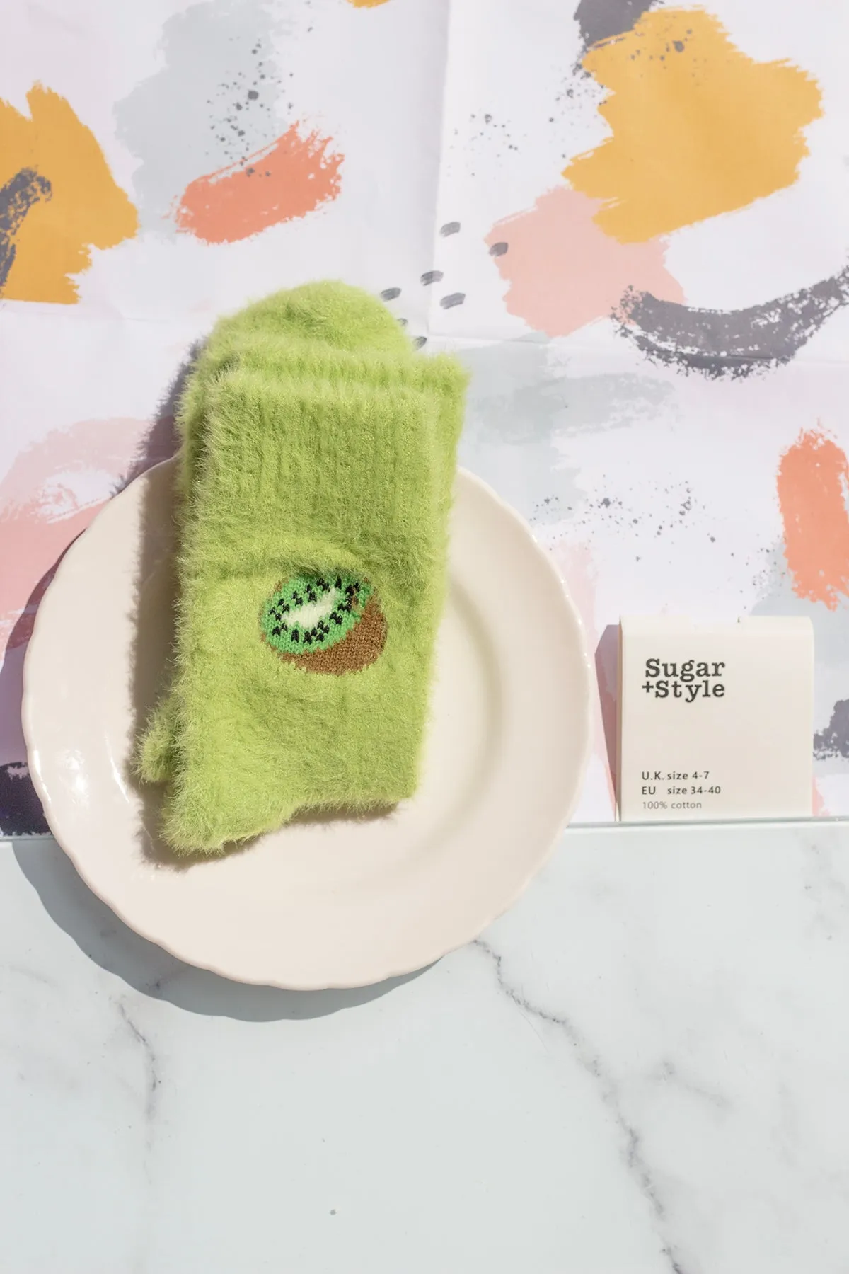 Fuzzy Feel Kiwi Fruit Socks