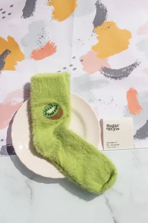 Fuzzy Feel Kiwi Fruit Socks