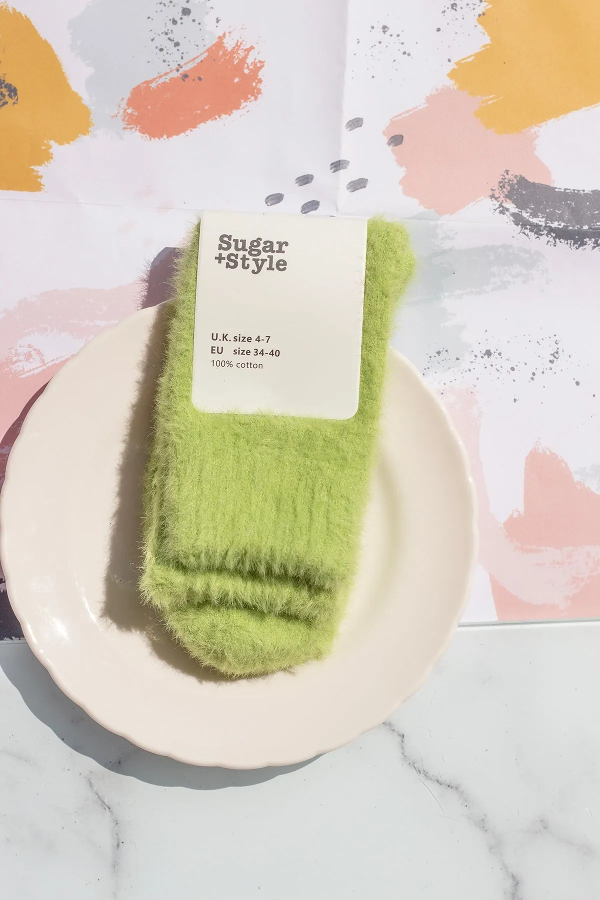 Fuzzy Feel Kiwi Fruit Socks