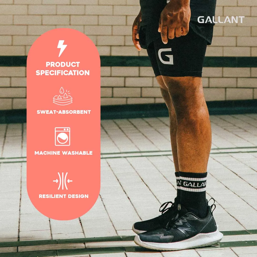 Gallant Sports Socks - 3 Pack Black - Crew Socks