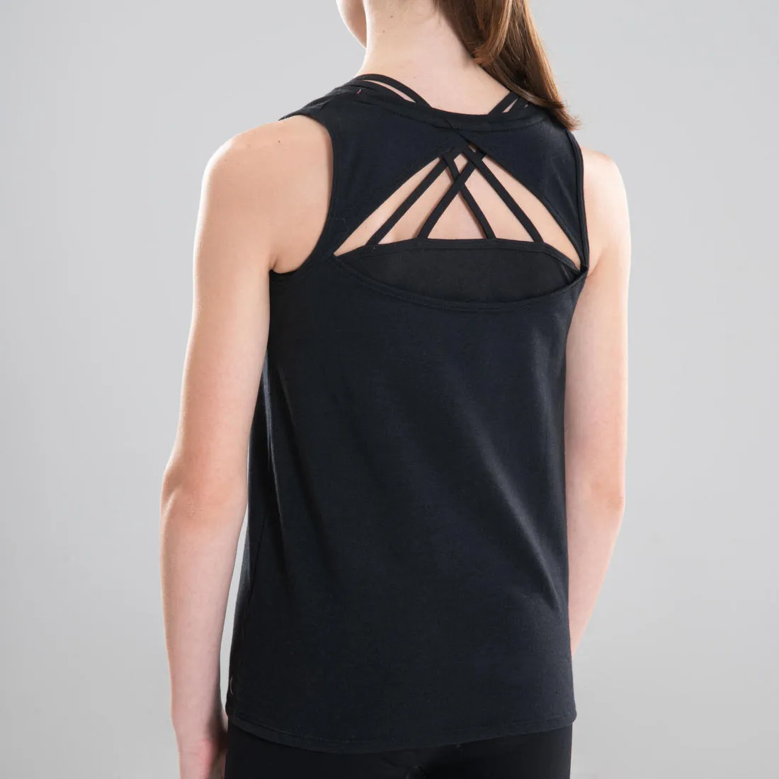 Girls' Open-Back Modern Dance Tank Top - Black