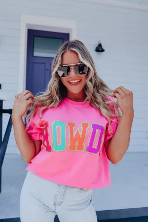 Glitter Howdy Graphic Tee - Pink
