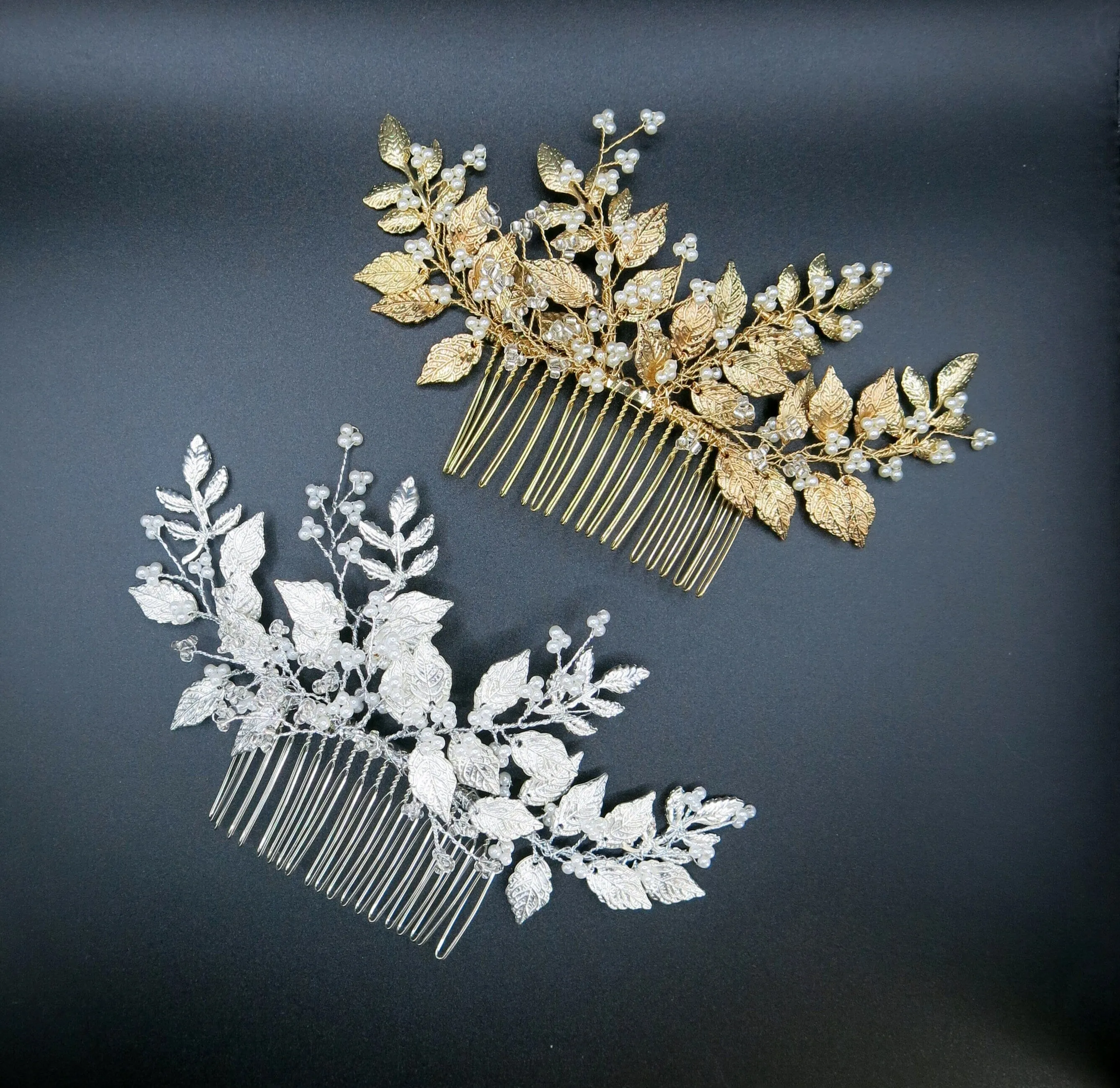 Gold Leaf Large Bridal Hair Comb, Wedding Decorative Hair Comb, Gold Branch Wedding Hairpiece