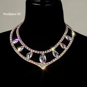 Handmade Crystal Rhinestone Necklace Belly Dance Performances Jewelry Gypsy Dancing Accessories Colorful