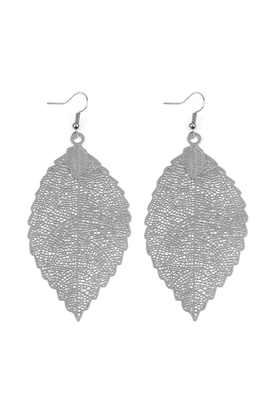 HDE2320 - FINE FILIGREE LEAF HOOK EARRINGS