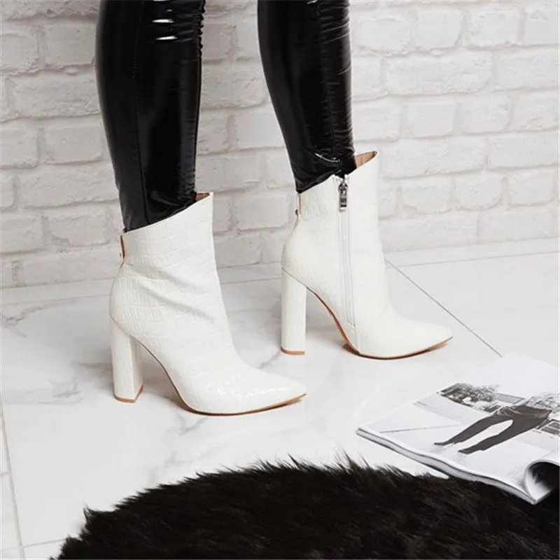 High Heels Leather Ankle Boots